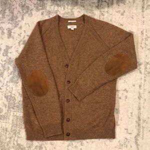 Wool Cardigan with Suede Elbow Patches